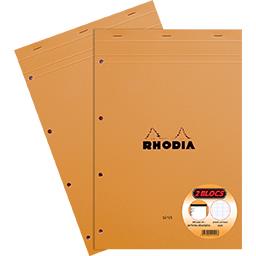RHODIA LOT DE 2 BLOC PERFORE 210X318 160 PAGES SEYES PAPIER VELIN SURFIN 80G