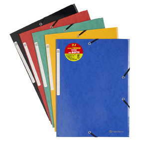 EXACOMPTA CHEMISE A ELASTIQUES 3 RABATS 240X320 CARTE LUSTREE 5/10EME 5 COULEURS