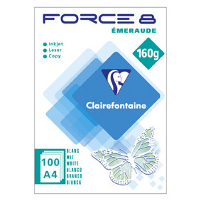 CLAIREFONTAINE RAMETTE EMERAUDE EXTRA BLANC 210X297 100 FEUILLES PAPIER P.E.F.C. 160G