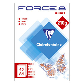 CLAIREFONTAINE RAMETTE RUBIS EXTRA BLANC 210X297 40 FEUILLES PAPIER P.E.F.C. 210G SOU