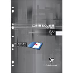 CLAIREFONTAINE COPIES DOUBLES BLANCHES PERFOREES 210X297 200 PAGES SEYES PAPIER P.E.F