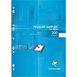 CLAIREFONTAINE FEUILLES SIMPLES BLANCHES PERFOREES 210X297 200 PAGES SEYES PAPIER P.E