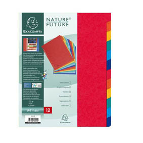 EXACOMPTA 12 INTERCALAIRES EXTRA LARGES 210X297 PERFORATION 7 TROUS CARTE LUSTRE
