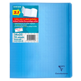 CLAIREFONTAINE KOVER BOOK CAHIER PIQURE 240X320 96 P SEYES P E F C 90G BLEU CLAIREFON
