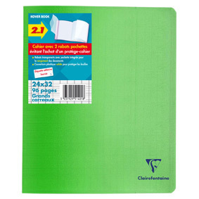 CLAIREFONTAINE KOVER BOOK CAHIER PIQURE 240X320 96 P SEYES P E F C 90G VERT CLAIREFON