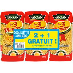 PANZANI COQUILLETTE CUISSON RAPIDE PANZANI 500G X2 + 1 PAQUET GRATUIT