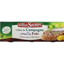 WILLIAM SAURIN PATÉ DE FOIE X2 + PATÉ DE CAMPAGNE WILLIAM SAURIN 1/10 234G