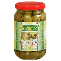DELIEUZE OLIVES VERTES DENOYAUTEES NATURE BOCAL 390G 160 G. EGOUTTE
