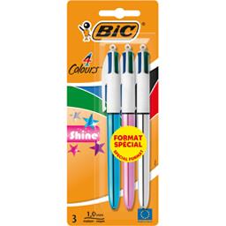 BIC CORPS MÉTALLIQUE ET BRILLANT- POINTE MOYENNE 1.0MM- CROCHET SUPÉRIEUR-