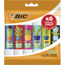 BIC POCHON X 6 TUBES DE COLLE - 6 DÉCORS MIX- COLLE DÉCORÉE EN STICK - LAV
