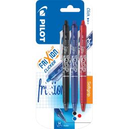 PILOT LOT 3 FRIXION BALL CLICKER NOIR BLEU