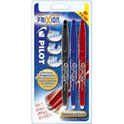 PILOT LOT 3 ROLLER ENCRE THERMOSENSIBLE EFFACABLE, GRIP CAOUTCHOUTE ERGONOMI