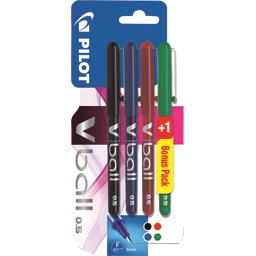 PILOT LOT 3+1 GRATUIT ROLLER ENCRE LIQUIDE À NIVEAU VISIBLE, POINTE MÉTAL CO