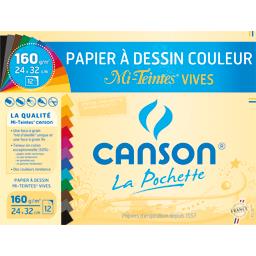 CANSON POCH 12FL MI-TEINTES 24X32 160G COUL VIVES