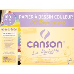 CANSON POCH 12FL MI-TEINTES 24X32 160G COUL CLAIRES