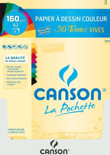 CANSON POCH 8FL MI-TEINTES A3 160G COUL VIVES
