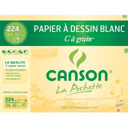 CANSON POCH 12FL CAGRAIN  24X32 224G BLANC