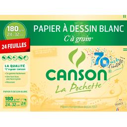 OXFORD POCHETTE DESSIN BLANC "C" À GRAIN 24 FEUILLES 24X32CM 180G/M²