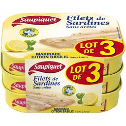 SAUPIQUET FILET DE SARDINE CITRON BASILIC SAUPIQUET 3X100G