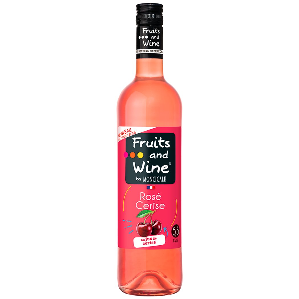 FRUITS & WINE BOISSON AROMATISEE A BASE DE VIN ROSE CERISE FRUITS AND WINE 5.5D 75CL
