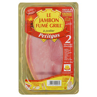PETITGAS JAMBON FUMÉ GRILL 2 TRANCHES ÉPAISSES À POELER PETITGAS 200G