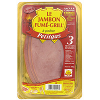 PETITGAS JAMBON FUMÉ GRILL 3 TRANCHES ÉPAISSES À POELER PETITGAS 300G