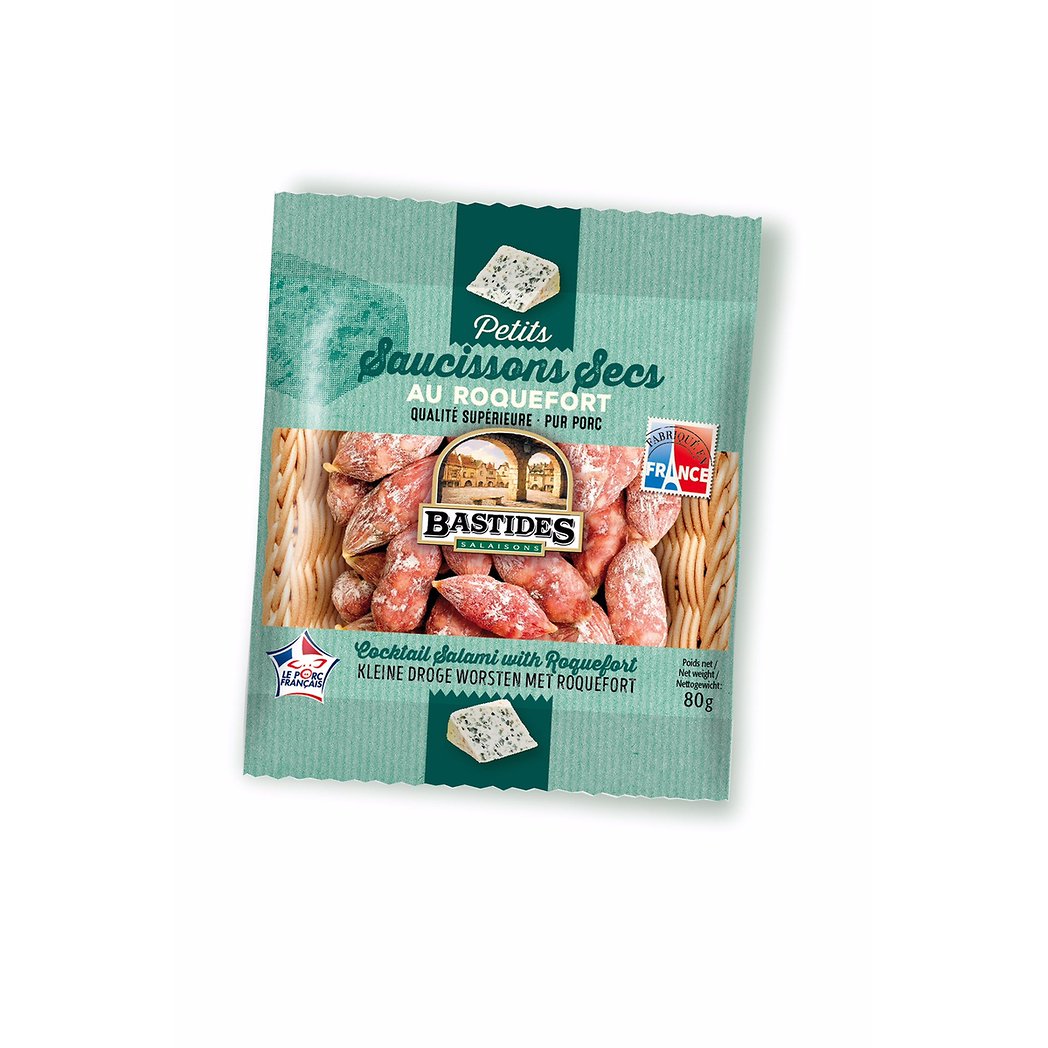 BASTIDES PETITS SAUCISSONS SECS GRELOTS ROQUEFORT BASTIDE 80G