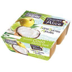 CHARLES ET ALICE COMPOTE POMM/COCO/CITRON VERT SANS SUCRE AJOUTE CHARLES ET ALICE 4X97G