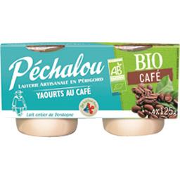 PECHALOU Yaourt Sucré au Cafe BIO Pot 125g x4