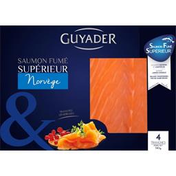 GUYADER SAUMON FUMÉ ÉLEVÉ EN NORVÈGE 4 TRANCHES 140G