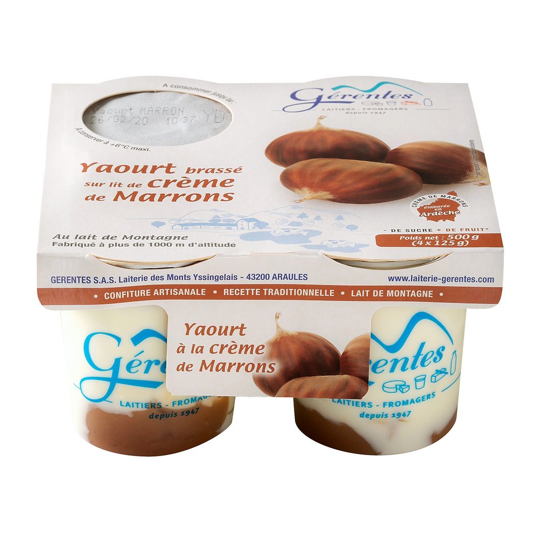 GERENTES Yaourt Bicouche Marron Pot 125g x4
