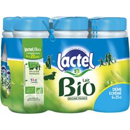 LACTEL LAIT UHT BIO 1/2 ÉCRÉMÉ LACTEL BOUTEILLE 6X25CL