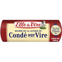 ELLE & VIRE BEURRE 1/2SEL DE CONDÉ SUR VIRÉ ELLE ET VIRE ROULEAU 500G
