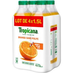 TROPICANA TPP ORANGE SANS PULPE PET  4X1,5L FORMAT FAMILIAL