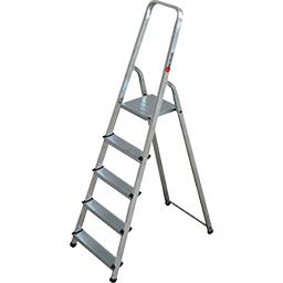 ESCALUX ESCABEAU MÉNAGER ALUMIXTE 5 MARCHES, CONFORME NORME EN 131