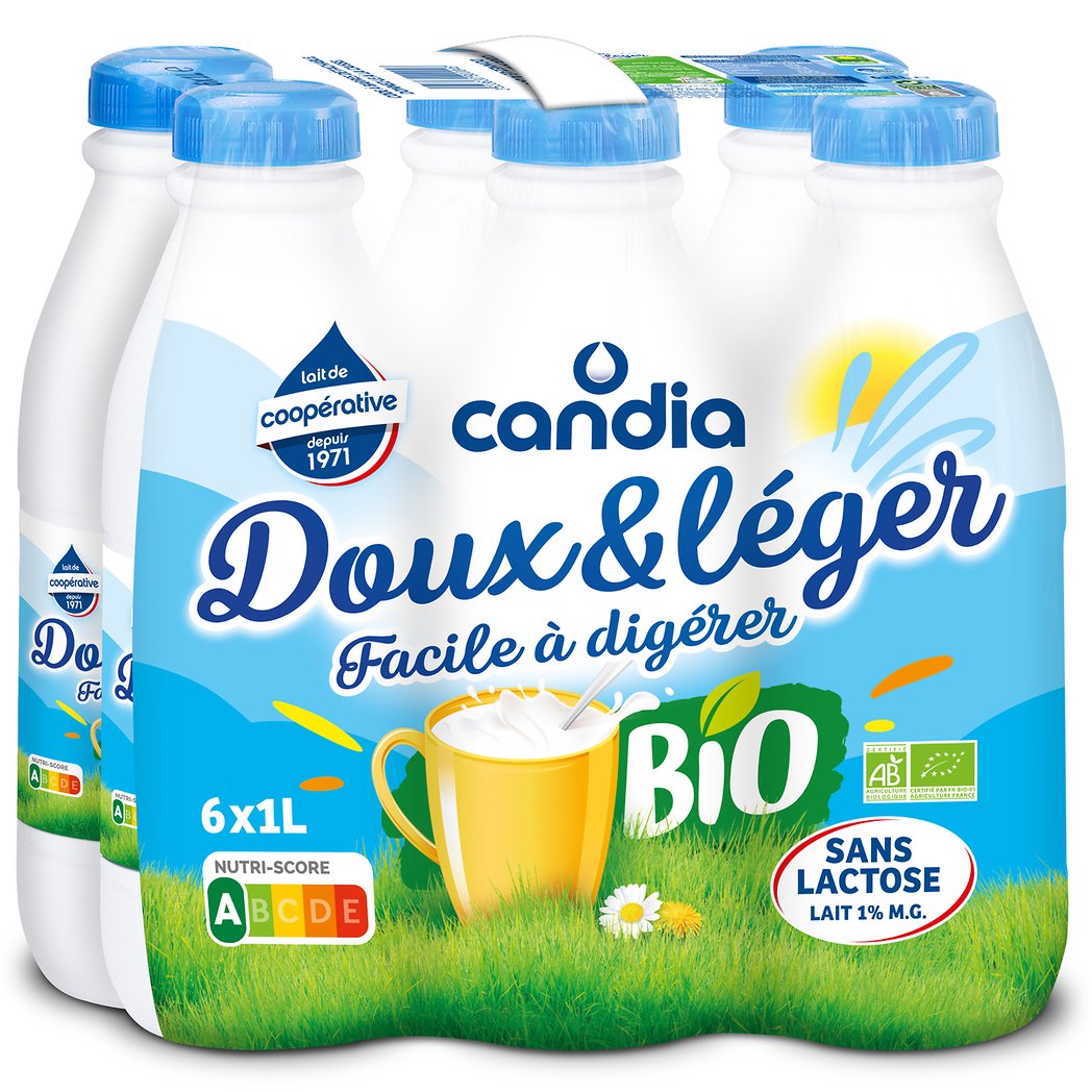 CANDIA CANDIA LAIT 1/2ECREME DX LEGER S/LACTOSE 1%MG BIO UHT 6 L NUTRI-SCOREA
