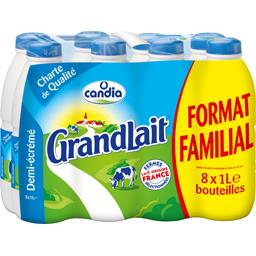 GRANDLAIT GRANDLAIT 1/2 ÉCRÉMÉ BOUTEILLE 8X1L FORMAT FAMILIAL