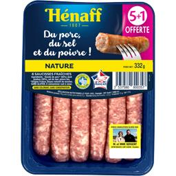 HENAFF 6 SAUCISSE PORC NATURE PC 278G