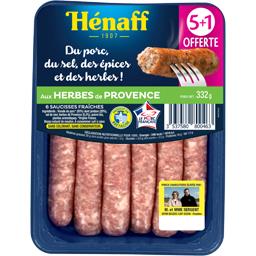 HENAFF 6 SAUCISSE PORC HERBE PC 332G