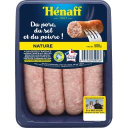 HENAFF FRAICHE SAUCISSE PORC NATURE 4 PCE 500G