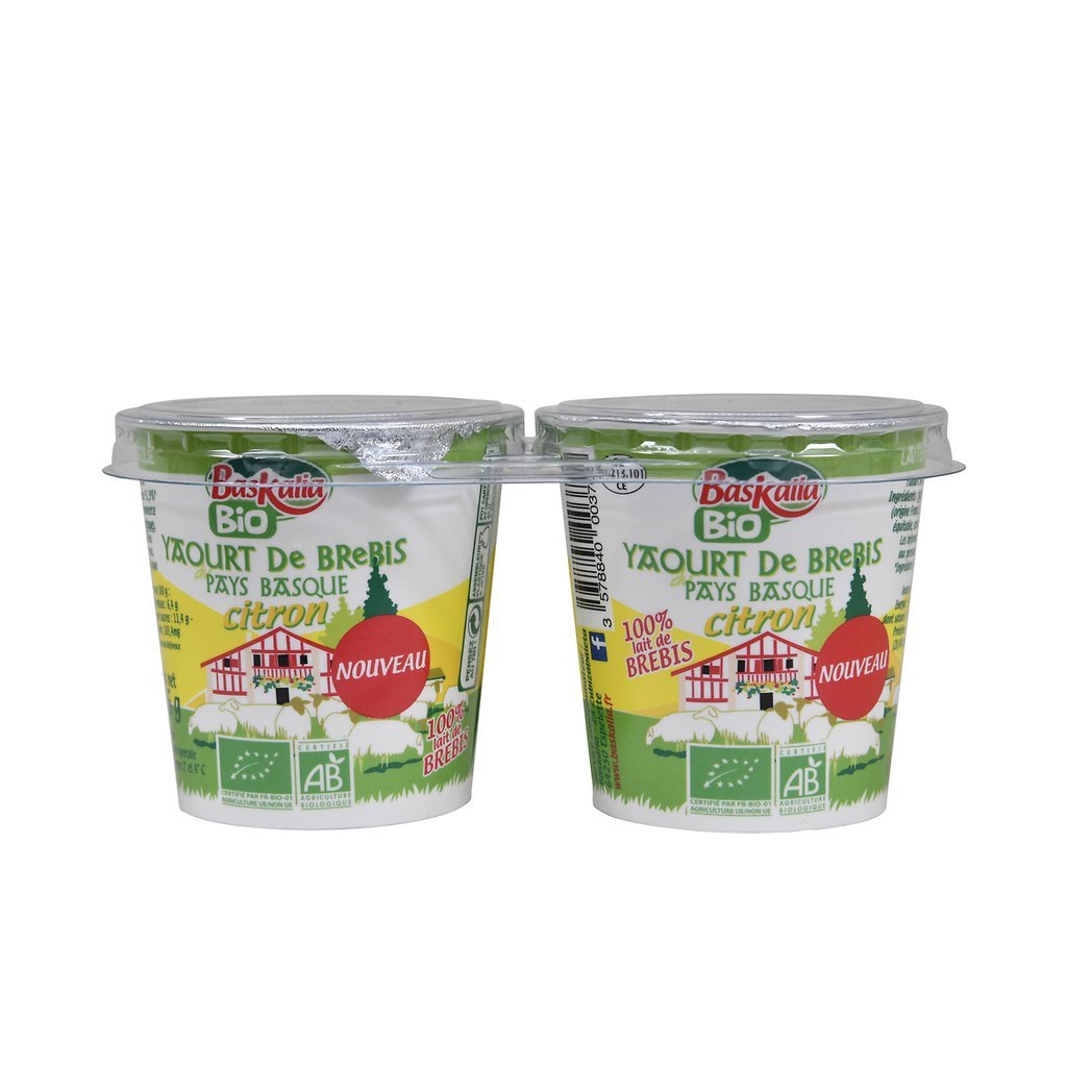 BASKALIA YAOURT BREBIS CITRON BIO POT CARTON 2X125G