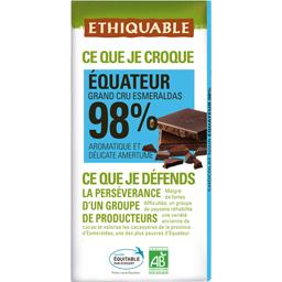 ETHIQUABLE CHOCOLAT NOIR 98% EQUATEUR BIO 100G