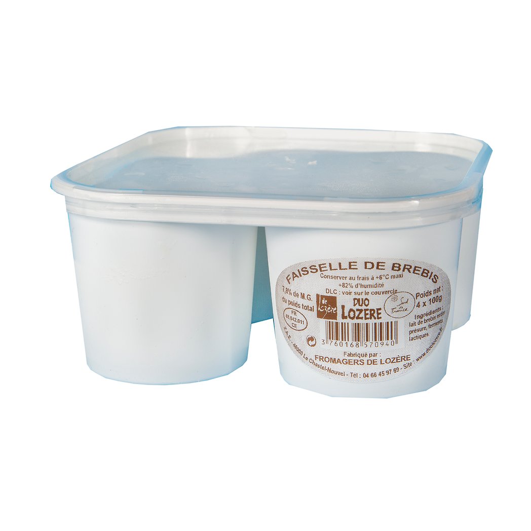 DUO LOZERE Faisselle Lait de brebis Pot 100g x4