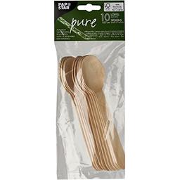 PAPSTAR 10 CUILLÈRES DE BOIS "PURE" 15,7 CM