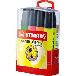 STABILO ETUI BOSSPARADE X4 SURLIGNEURS BOSS ORIGINAL JAUNE, VERT, ORANGE, ROSE