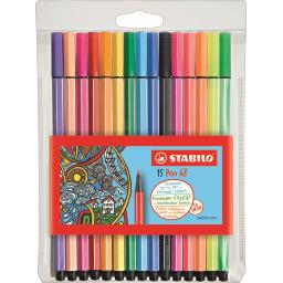 STABILO POCHETTE X15 FEUTRES DESSIN HAUTE QUALITE PEN 68 DONT 5 FLUO POINTE