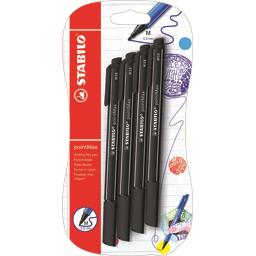 STABILO 4 STYLOS-FEUTRES STABILO POINTMAX - NOIR, STYLO-FEUTRE TRACÉ 0,8 MM PO