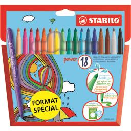 STABILO 18 FEUTRES DE COLORIAGE STABILO POWER FORMAT SPECIAL - COLORIS ASSORTI