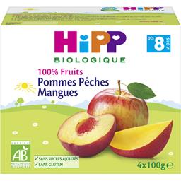 HIPP 100% FRUITS POMME/PÊCHE/MANGUE HIPP COUPELLE 4X100G