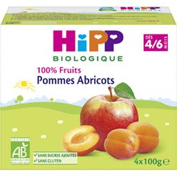 HIPP 100% FRUITS POMME ABRICOT HIPP COUPELLES 4X100G
